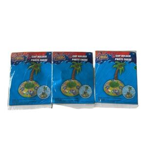 Splash N Swim 3-Cup Holder Drink Beverage Pool Swim Floats Palm Trees Luau...